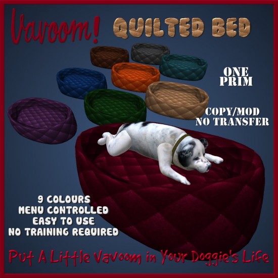 Vavoom Quilted Dog Bed Poster